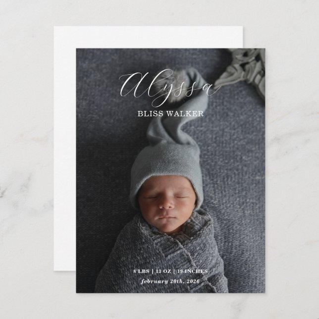 Baby Photo Announcement card (Fram/baksida)