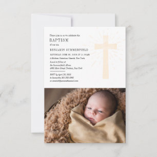 Baby Photo Baptism Elegant Religiösa Church, evene Inbjudningar