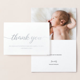 Baby Photo Baptism tack vare Elegant Calligraphy Folierat Kort