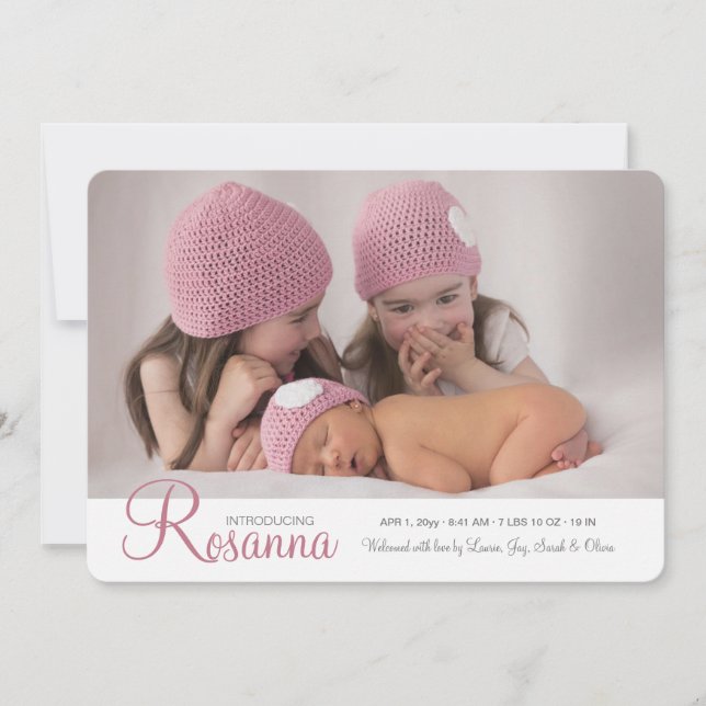 Baby Photo Birth Announcement Meddelande (Framsida)