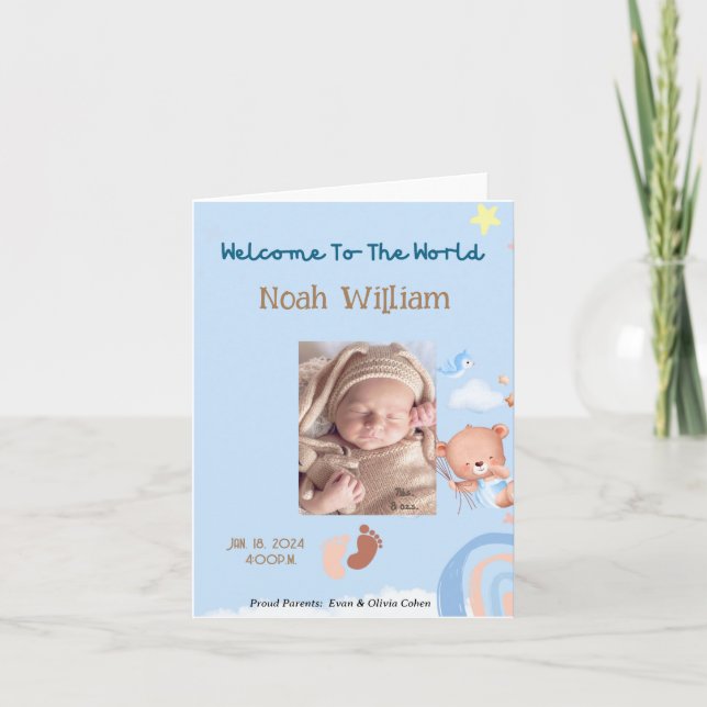 BABY PHOTO BIRTH ANNOUNCEMENT - NALLE MEDDELANDE (Framsida)