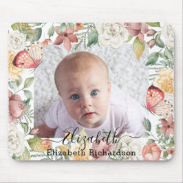 Baby Photo Blommigt Ro Rosa Butterfly Botanical Musmatta