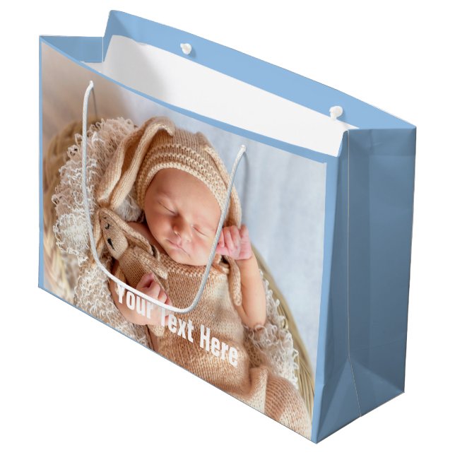 Baby Photo Blue Large Gift Bag (Framsidan Vinklad)
