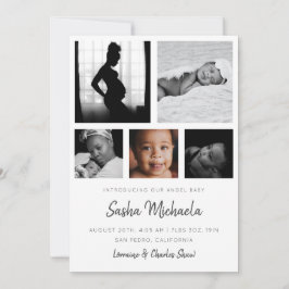 Baby Photo Collage Birth Notice Inbjudningar