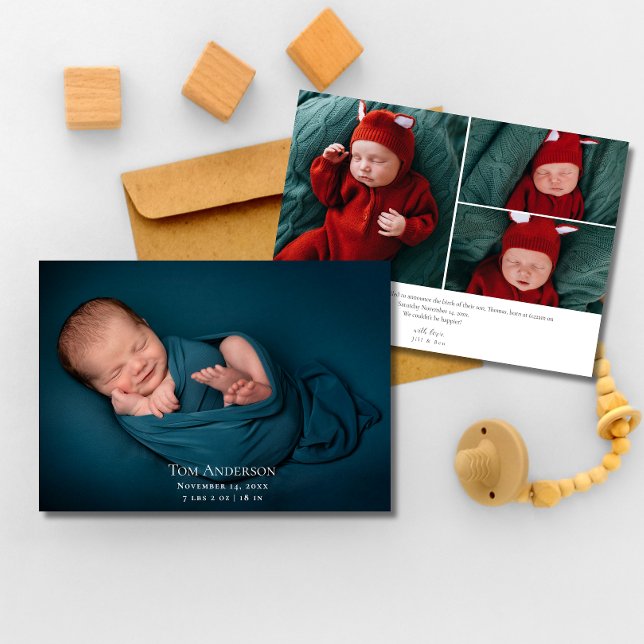 Baby Photo collage Elegant Namn Skriptfåglarnas fö Meddelande (Skapare uppladdad)