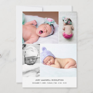 Baby Photo Collage Modern Birth Notice Meddelande
