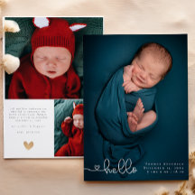 Baby Photo Collage Modern Heart Calligraphy Bird