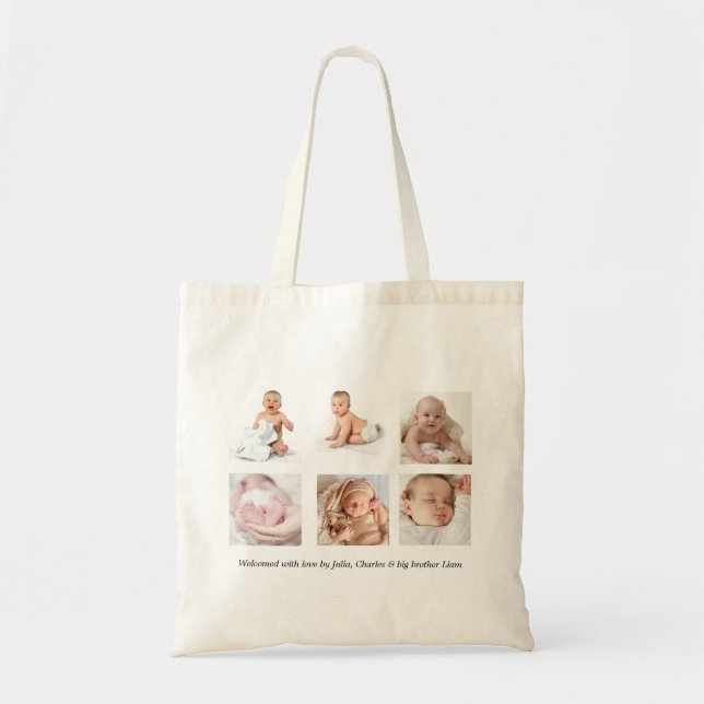 Baby Photo Collage Tote Bag Tygkasse (Framsidan)
