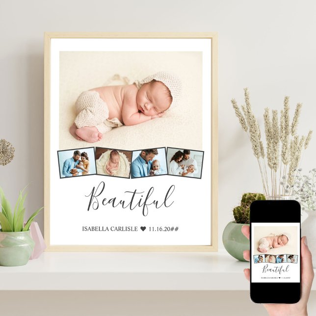 Baby Photo Collage Zigzag Bild Strip Anpassningsba Poster (Skapare uppladdad)