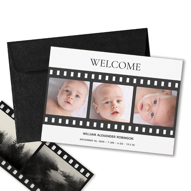 Baby Photo Elegant Filmremsa Classy Birth Meddelande (Skapare uppladdad)