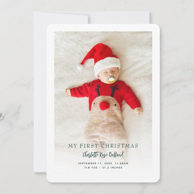 Baby Photo First Christmas Birth Announcement Julkort (Framsida)