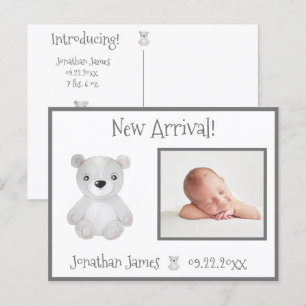 Baby Photo Gender Neutral Typography Namn Stats Meddelande Vykort