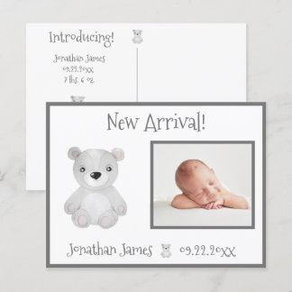 Baby Photo Gender Neutral Typography Namn Stats Meddelande Vykort