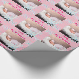 Baby PHOTO GiftWrap - Rosa Girl 1000 - 1:a jul Presentpapper