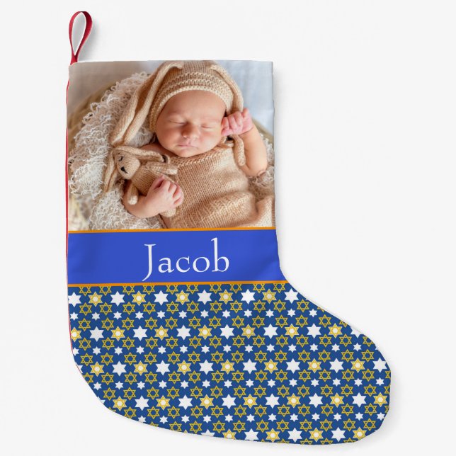 Baby Photo Hanukkah Theme Liten Julstrumpa (Framsidan)