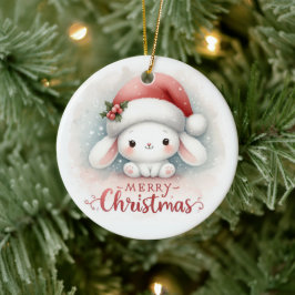 Baby Photo Jul Cute Bunny Julgransprydnad Keramik