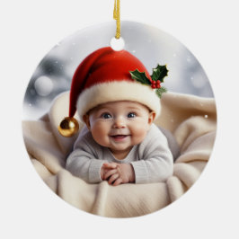 Baby Photo Jul Cute Fox Julgransprydnad Keramik