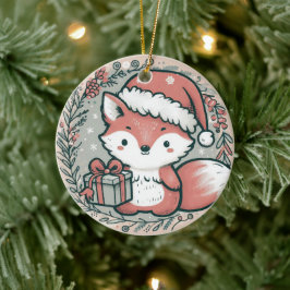 Baby Photo Jul Cute Fox Julgransprydnad Keramik
