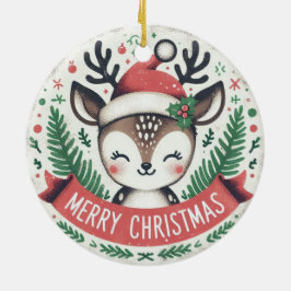 Baby Photo jul Mistletoe Cute Reindeer Julgransprydnad Keramik