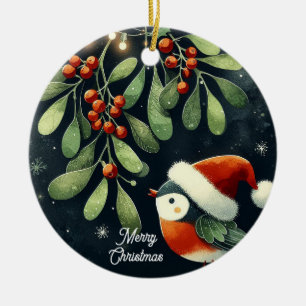 Baby Photo jul Mistletoe Robin Wandee Julgransprydnad Keramik