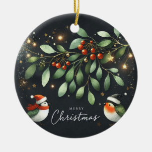 Baby Photo jul Mistletoe Robin Wandee Julgransprydnad Keramik