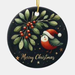 Baby Photo jul Mistletoe Robin Wandee Julgransprydnad Keramik