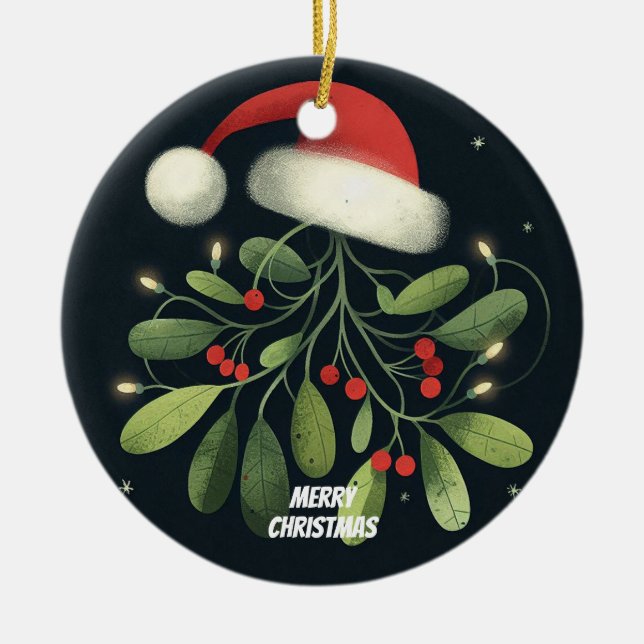 Baby Photo jul Mistletoe Robin Wandee Julgransprydnad Keramik (Framsidan)