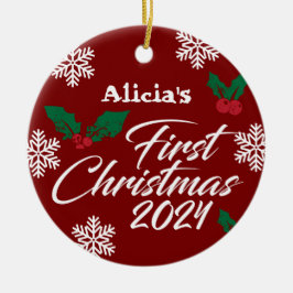 Baby Photo jul Mistletoe Snöflingor Julgransprydnad Keramik