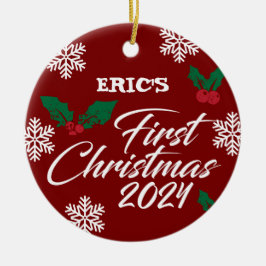 Baby Photo jul Mistletoe Snöflingor Julgransprydnad Keramik