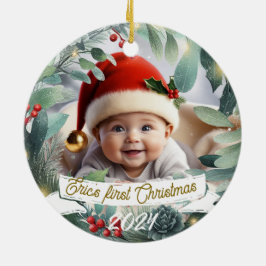 Baby Photo jul Mistletoe Wandan Julgransprydnad Keramik