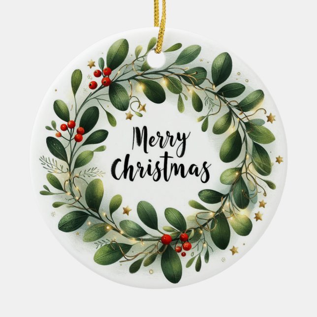 Baby Photo jul Mistletoe Wandan Julgransprydnad Keramik (Framsidan)