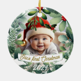 Baby Photo jul Mistletoe Wandan Julgransprydnad Keramik