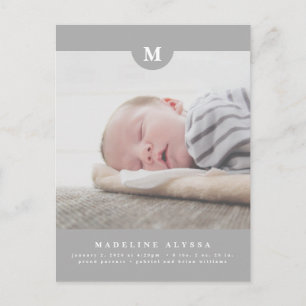 BABY PHOTO-MEDDELANDET   Minimalistisk modern Helg Vykort