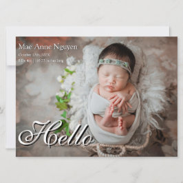 Baby Photo Modern Birth Announcement Coral Pink Julkort