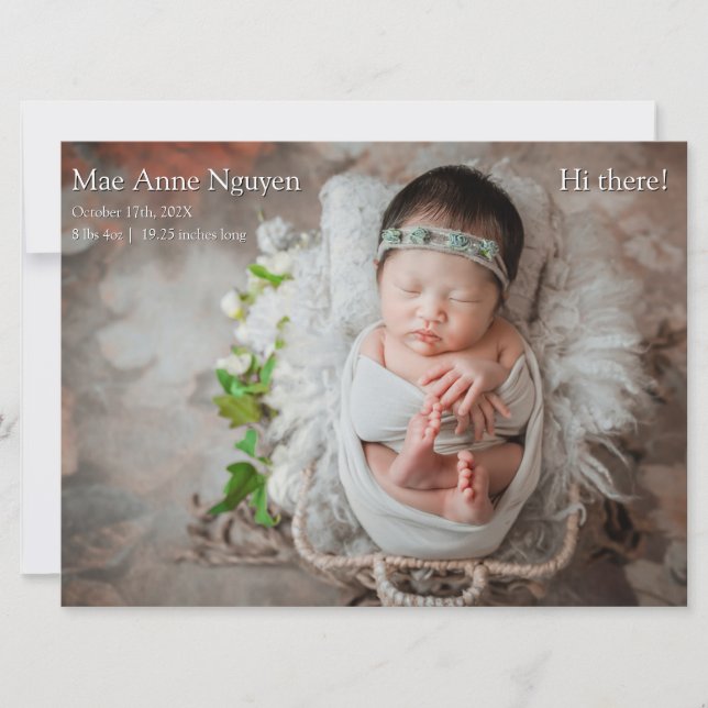 Baby Photo Modern Birth Announcement  Julkort (Framsida)