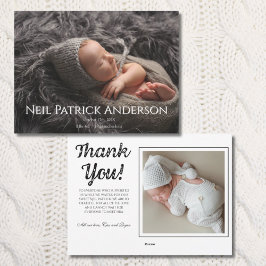 Baby Photo Modern Birth Announcement White Julkort