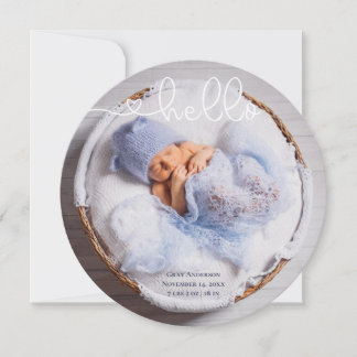 Baby Photo Modern Elegant Birth Notice Inbjudningar