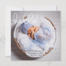 Baby Photo Modern Elegant Birth Notice