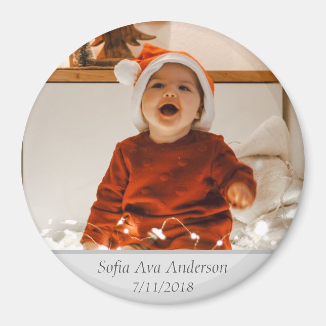 Baby Photo Modern Simple Unique Cute Kids Magnet (Framsidan)