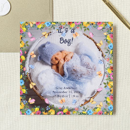 Baby Photo Modern Whimsical Birth Notice Inbjudningar