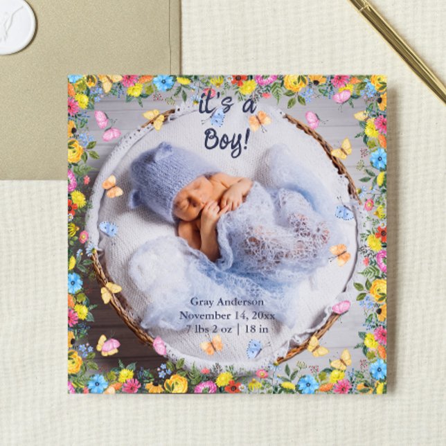 Baby Photo Modern Whimsical Birth Notice Inbjudningar (Skapare uppladdad)