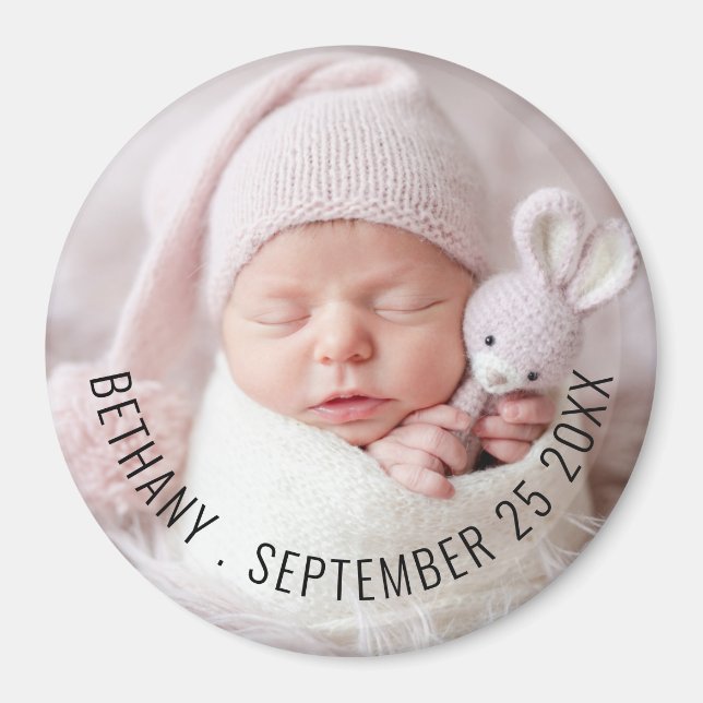 Baby Photo Namn Födelsedatum och födelsedatum Magnet (Framsidan)
