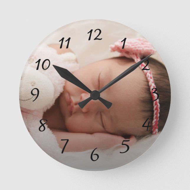 Baby Photo Nursery Rund Klocka (Framsida)