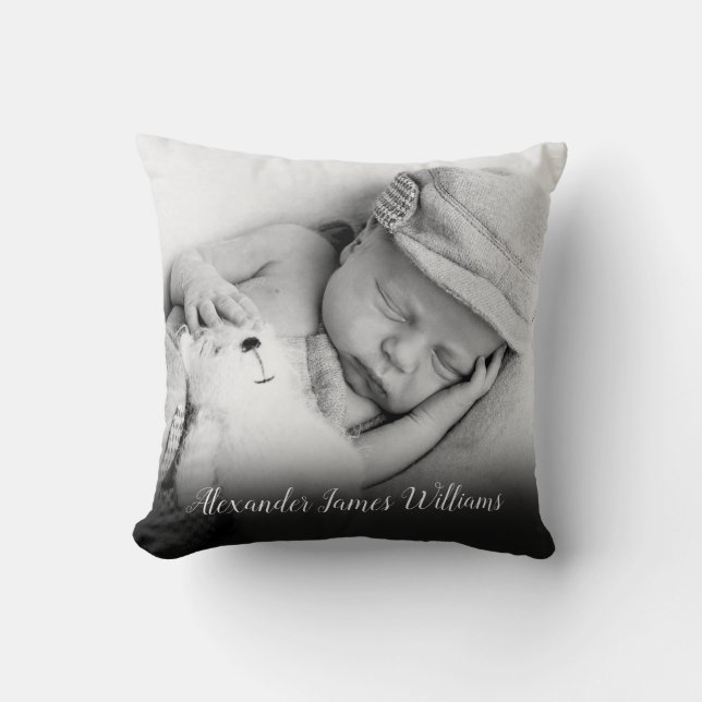 Baby Photo och Script Namn Kudde (Framsida)