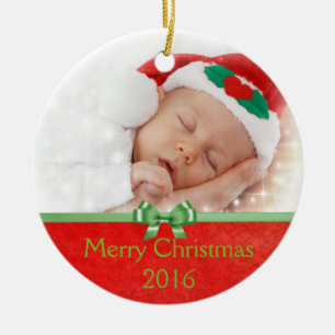 Baby Photo Ornament, lägg till din egen Bild Keeps Julgransprydnad Keramik