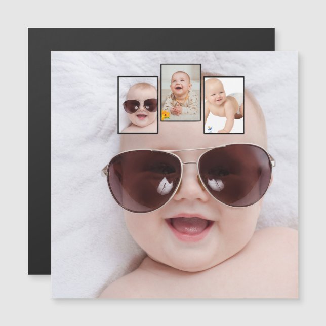 Baby Photo Picture Montage Magnet (Fram/baksida)
