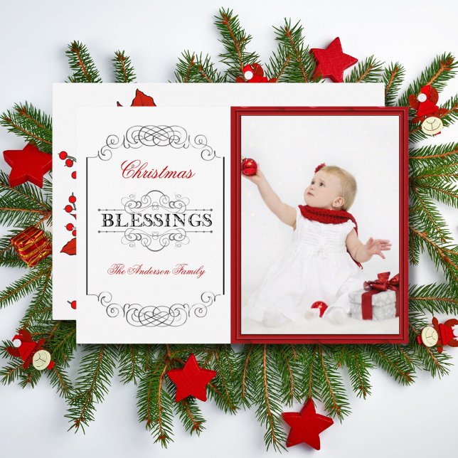 Baby Photo Red Ram jul Blessens Quote Julkort (Skapare uppladdad)