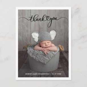 Baby Photo Script Birth Meddelande Vykort