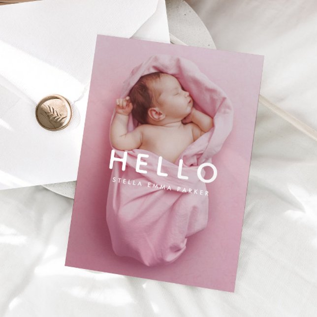 Baby Photo Simple Overlay Hej Birth Meddelande (Skapare uppladdad)