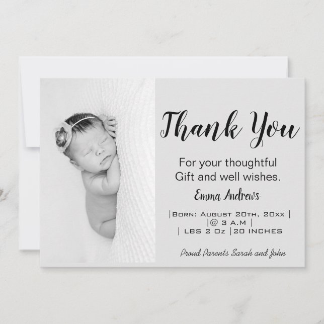 Baby Photo Tack Birth Notice Meddelande (Framsida)
